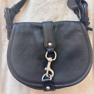 Michael Kors Jamie Saddle Black Pebbled Leather Crossbody Bag